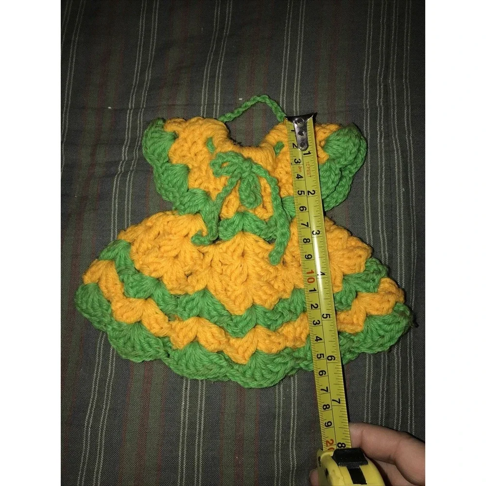 Vintage Crocheted‎ Dress Multicolored Potholder Trivet Soap Bottle Cover